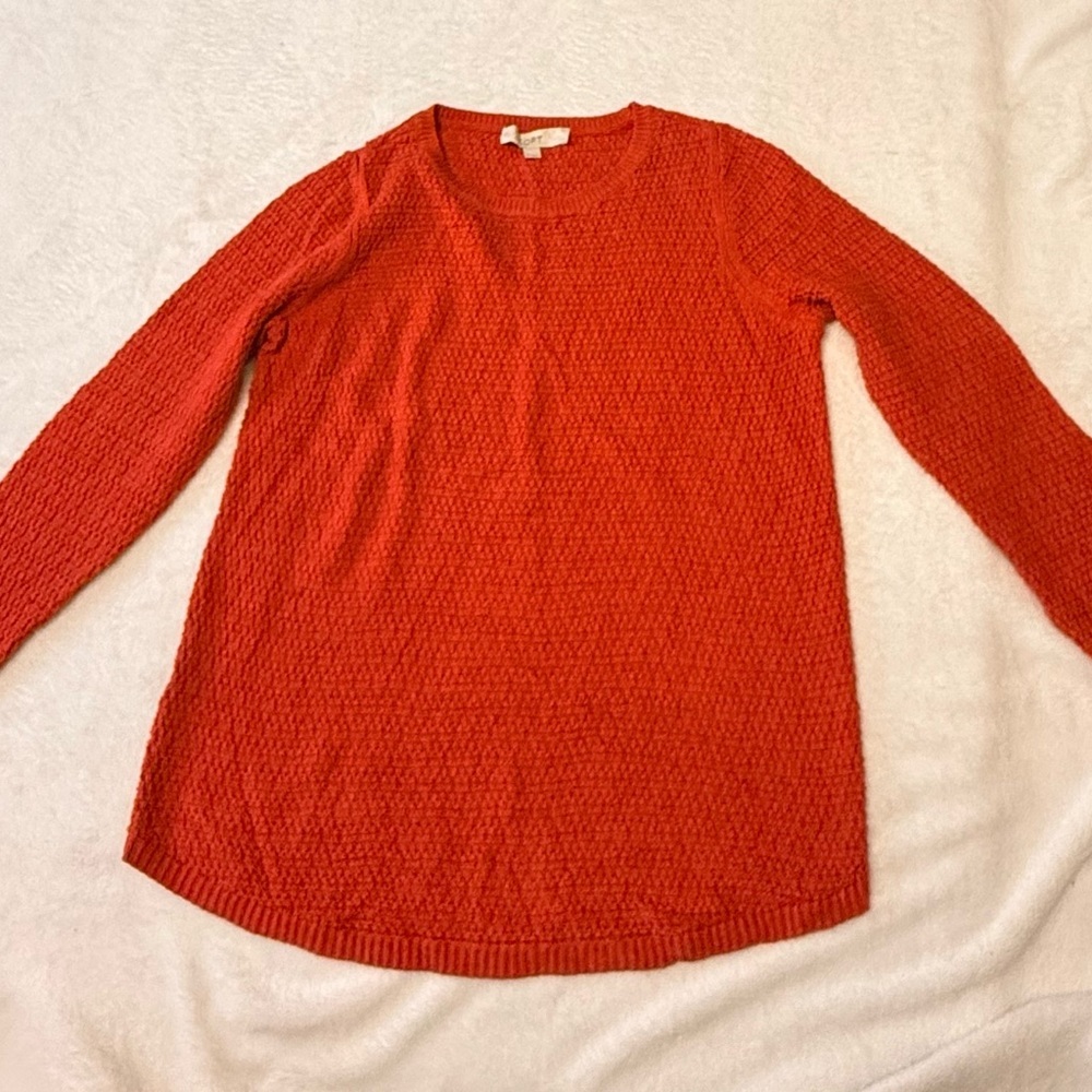 LOFT Sweater Top Womens Size Medium Red Long Sleeve Weeve NWOT
